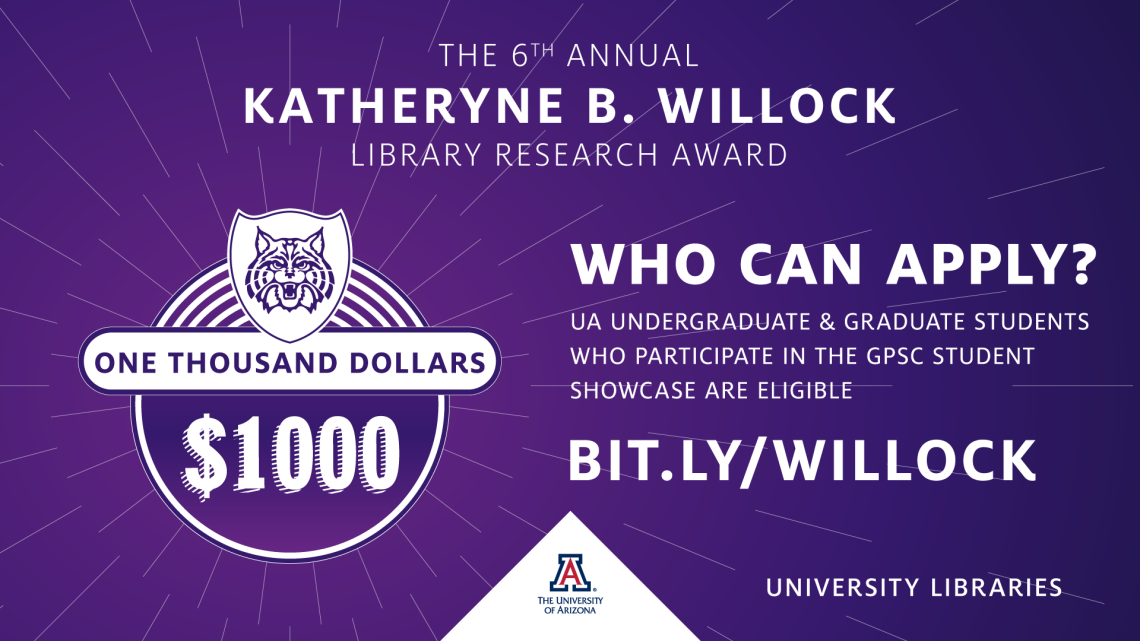 willock award announcement information in white copy on purple background