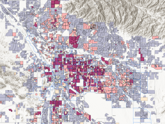 map graphic highlighting Tucson neighborhoods
