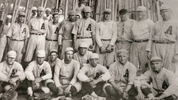 Members of the USS Arizona baseball team on the ship circa 1924
