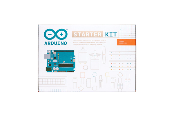 A square teal kit with multiple electronic features. The electronic features are grey, gold, and black squares and circles scattered around the teal kit. Each square and circle represents an electronic plugin users can use to learn skills in electronics.